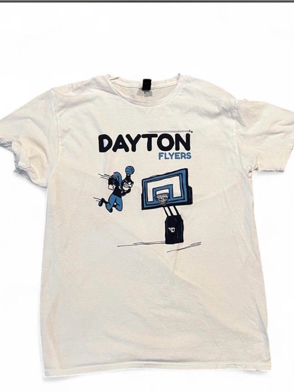 Gildan White Dayton Flyers Graphic Tee with Blue Print